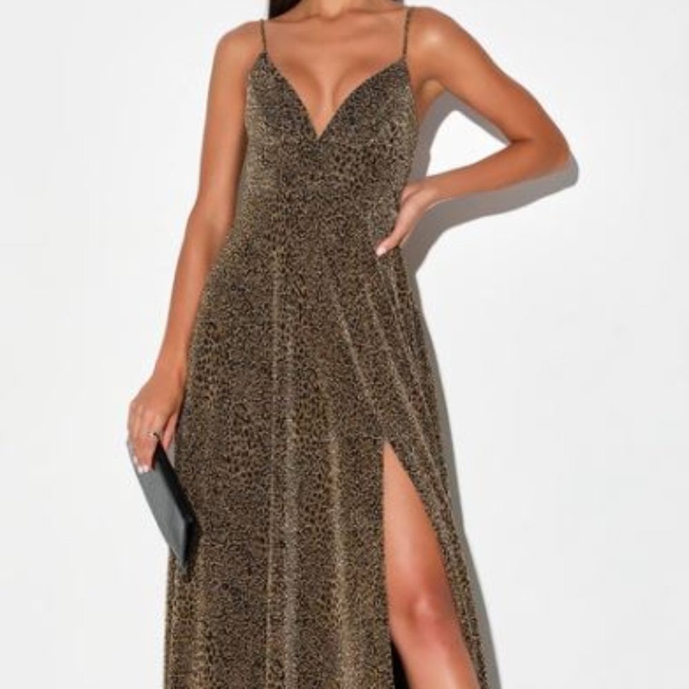 LULUS NWT Leopard Print Maxi Dress